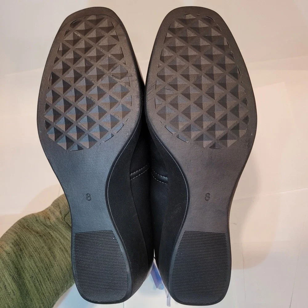 Aerosoles Trixie Women's Black Slip-On Wedge Wide Heels‎ Size 8W Comfort